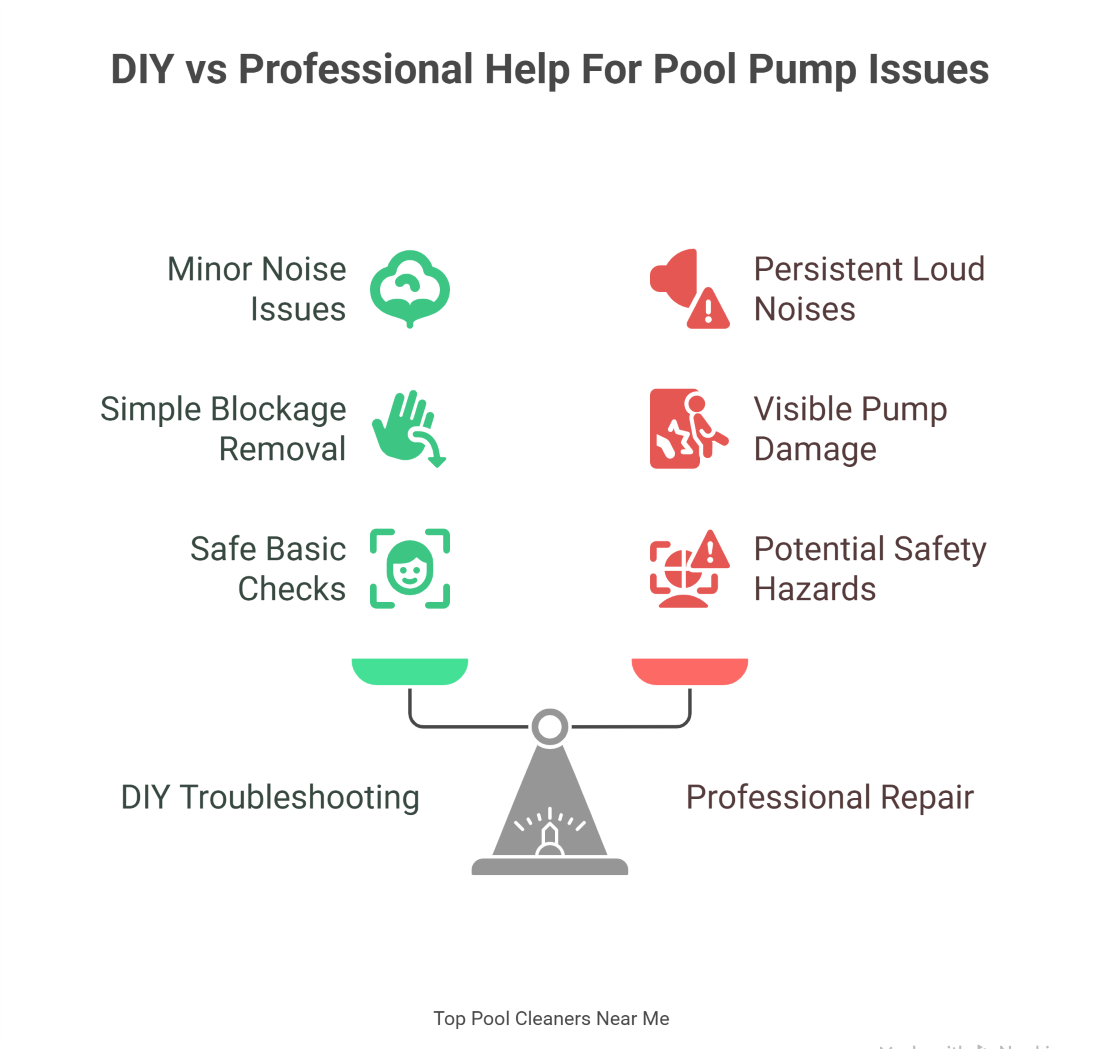 Image of infographics featuring Top Pool Cleaners Near Me and highlighting common pool pump issues and maintenance tips.