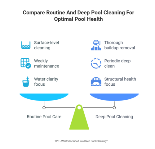 Image of infographics featuring Top Pool Cleaners Near Me, highlighting a comparison between routine and deep pool cleaning services.